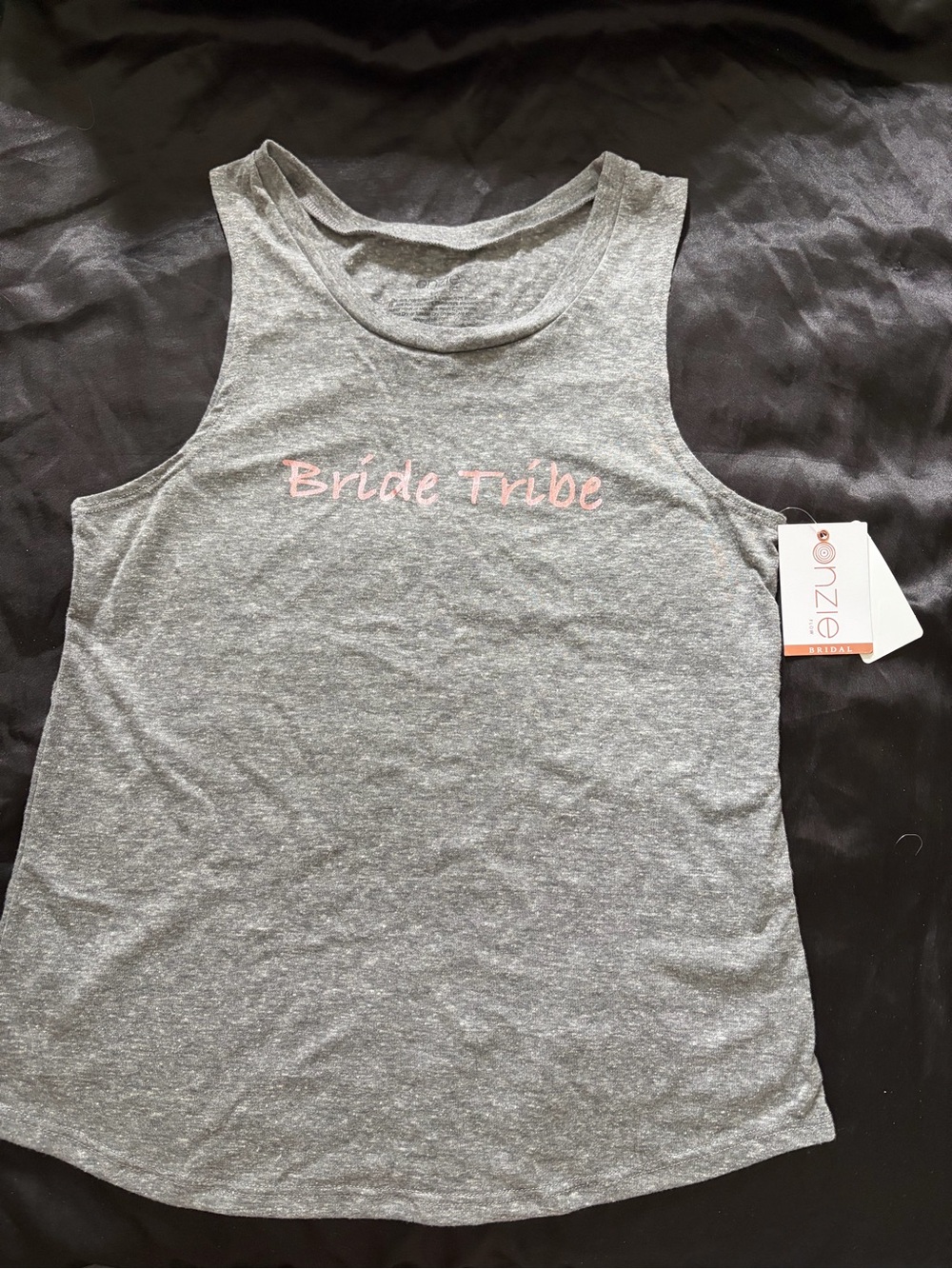 Azazie Gray Tank Top with Pink "Bride Tribe" Script